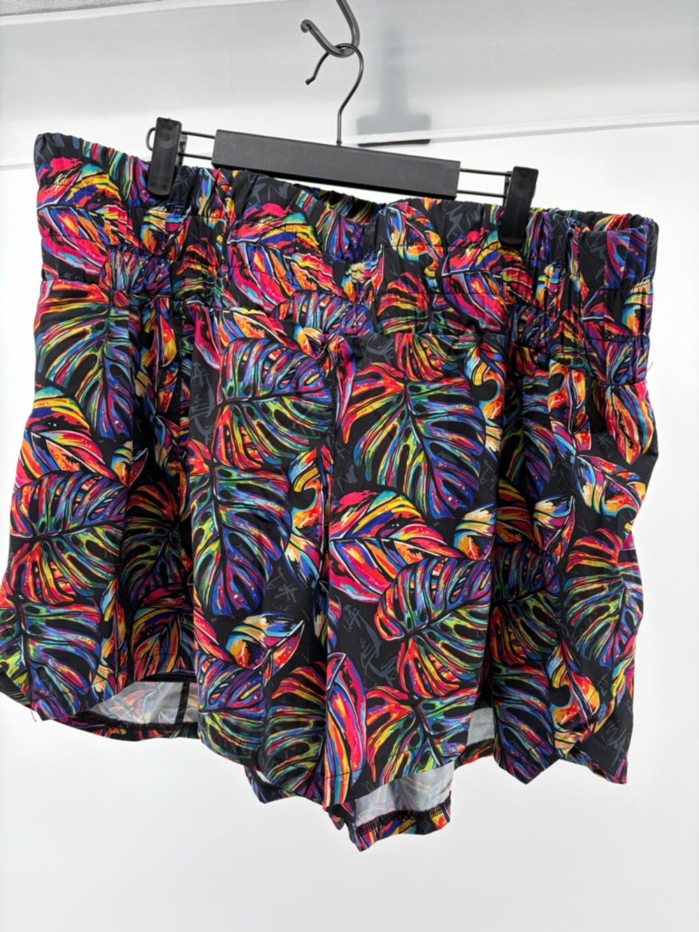 Women’s Black Tropical Leaf Skort with Multicolor Print